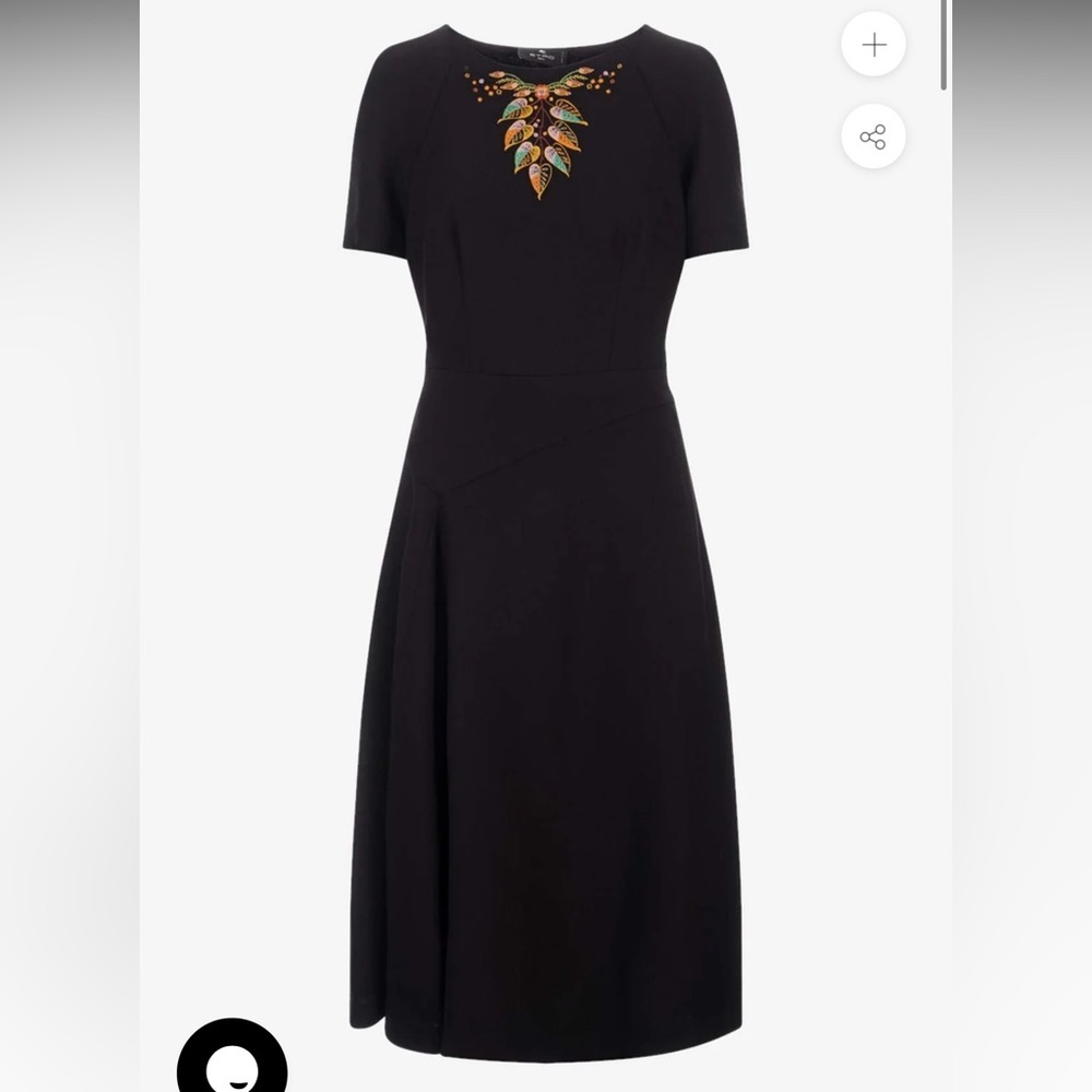 ETRO Foliage Wool Embroidery Midi Dress